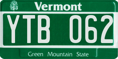 VT license plate YTB062