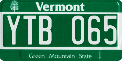 VT license plate YTB065