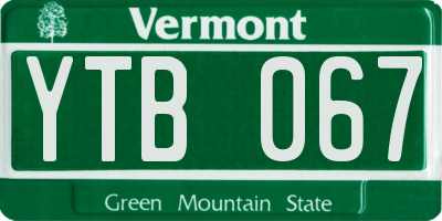 VT license plate YTB067