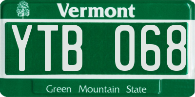 VT license plate YTB068