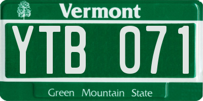 VT license plate YTB071