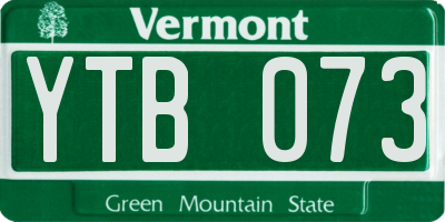 VT license plate YTB073