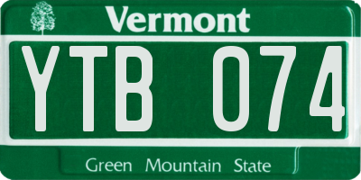 VT license plate YTB074