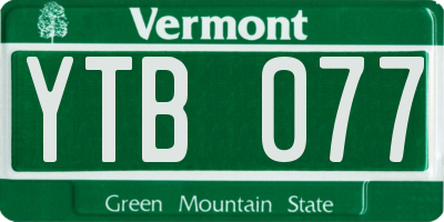 VT license plate YTB077