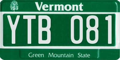 VT license plate YTB081