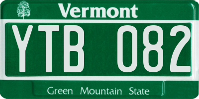 VT license plate YTB082