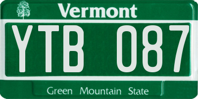 VT license plate YTB087