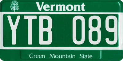 VT license plate YTB089