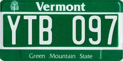 VT license plate YTB097