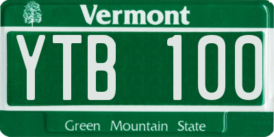 VT license plate YTB100
