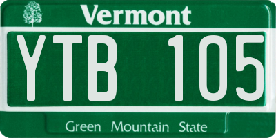 VT license plate YTB105