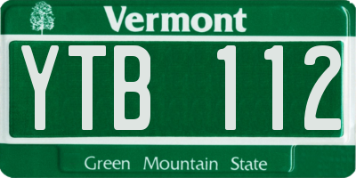 VT license plate YTB112