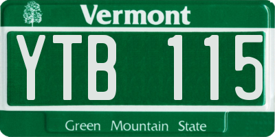 VT license plate YTB115