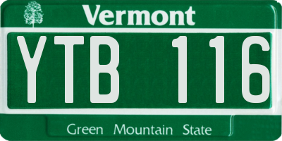 VT license plate YTB116