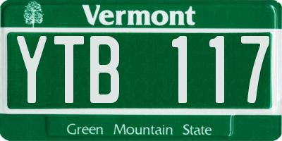 VT license plate YTB117