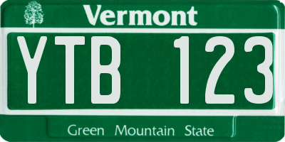 VT license plate YTB123