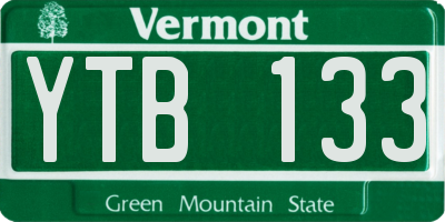 VT license plate YTB133
