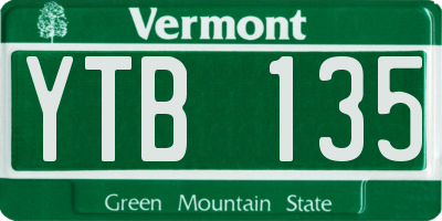 VT license plate YTB135