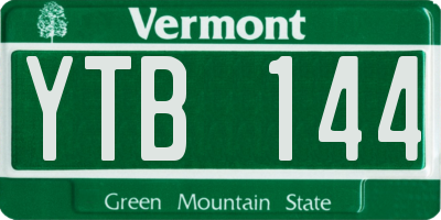 VT license plate YTB144