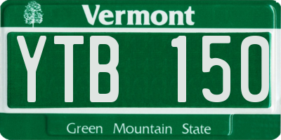VT license plate YTB150