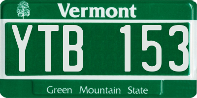 VT license plate YTB153