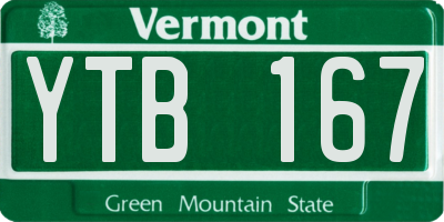 VT license plate YTB167