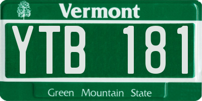 VT license plate YTB181