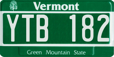 VT license plate YTB182