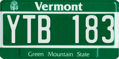 VT license plate YTB183
