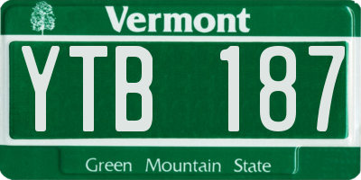 VT license plate YTB187