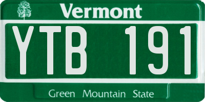 VT license plate YTB191