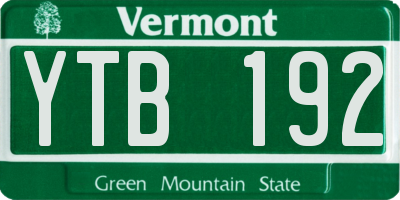 VT license plate YTB192