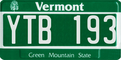 VT license plate YTB193