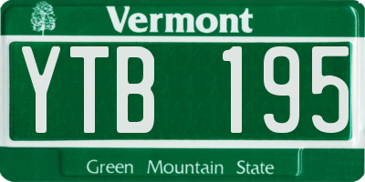 VT license plate YTB195