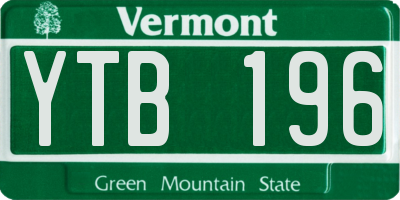 VT license plate YTB196