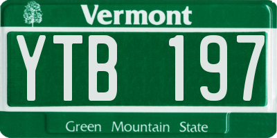 VT license plate YTB197