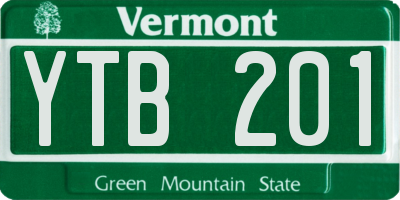 VT license plate YTB201
