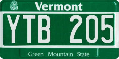 VT license plate YTB205