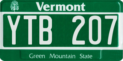 VT license plate YTB207
