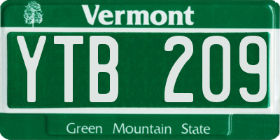 VT license plate YTB209