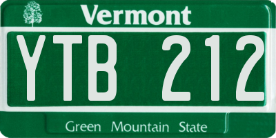VT license plate YTB212