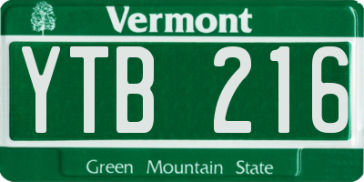 VT license plate YTB216