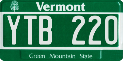 VT license plate YTB220