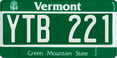 VT license plate YTB221