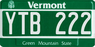 VT license plate YTB222
