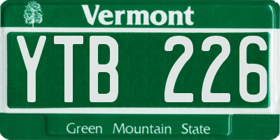 VT license plate YTB226