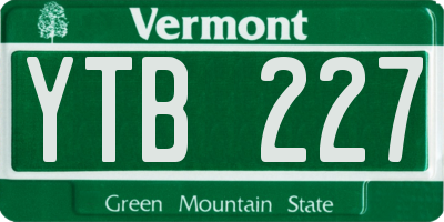 VT license plate YTB227