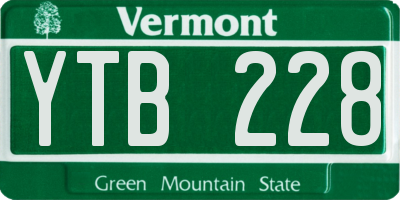 VT license plate YTB228