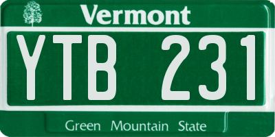VT license plate YTB231