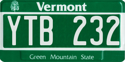 VT license plate YTB232